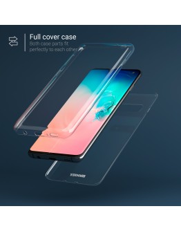 Moozy 360 Degree Case for Samsung S10 - Full body Front and Back Slim Clear Transparent TPU Silicone Gel Cover