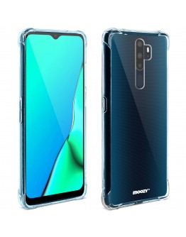 Moozy Shock Proof Silicone Case for Oppo A9 2020 - Transparent Crystal Clear Phone Case Soft TPU Cover