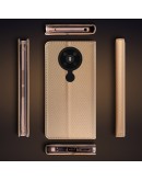 Moozy Case Flip Cover for Nokia 5.3, Gold - Smart Magnetic Flip Case with Card Holder and Stand