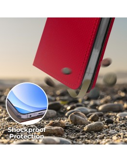 Moozy Case Flip Cover for Xiaomi Mi 10T Lite 5G, Red - Smart Magnetic Flip Case with Card Holder and Stand