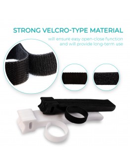 VILSTO Velcro Cable Ties, Velcro Wire Ties Reusable Wrap, Cable Ties Reusable and Adjustable, Velcro Cable Wire Tidy Straps, Velcro Strap Cable Management, 50 pieces, 25 black, 25 white