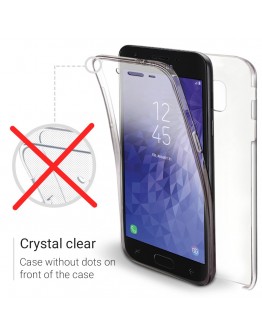 Moozy 360 Degree Case for Samsung J7 2018 - Transparent Full body Slim Cover - Hard PC Back and Soft TPU Silicone Front