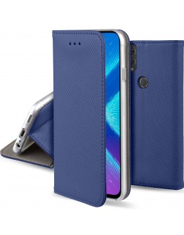 Moozy Case Flip Cover for Huawei Honor 8X, Dark Blue - Smart Magnetic Flip Case with Card Holder and Stand
