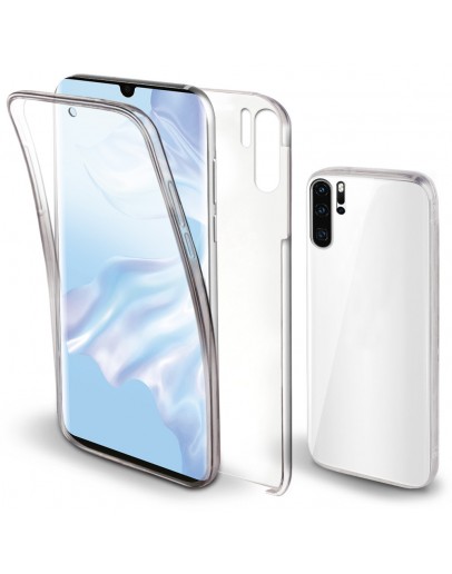 Moozy 360 Degree Case for Huawei P30 Pro - Transparent Full body Slim Cover - Hard PC Back and Soft TPU Silicone Front