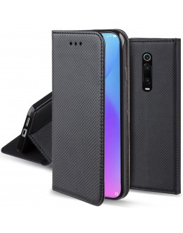 Moozy Case Flip Cover for Xiaomi Mi 9T, Xiaomi Mi 9T Pro, Redmi K20, Black - Smart Magnetic Flip Case with Card Holder and Stand