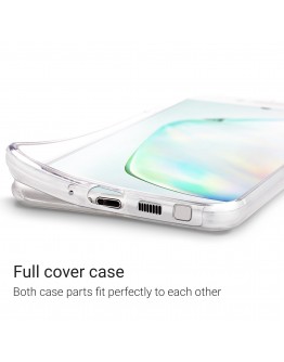 Moozy 360 Degree Case for Samsung Note 10 Plus - Full body Front and Back Slim Clear Transparent TPU Silicone Gel Cover