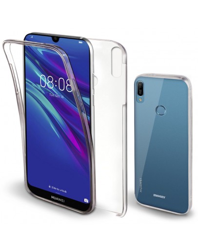 Moozy 360 Degree Case for Huawei Y6 2019 - Transparent Full body Slim Cover - Hard PC Back and Soft TPU Silicone Front