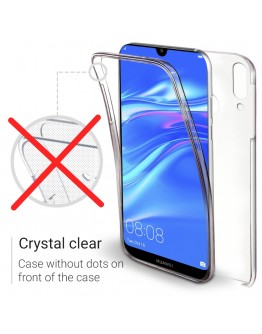 Moozy 360 Degree Case for Huawei Y7 2019 - Transparent Full body Slim Cover - Hard PC Back and Soft TPU Silicone Front