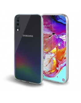 Moozy 360 Degree Case for Samsung A70 - Transparent Full body Slim Cover - Hard PC Back and Soft TPU Silicone Front