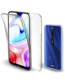 Moozy 360 Degree Case for Xiaomi Redmi 8 - Transparent Full body Slim Cover - Hard PC Back and Soft TPU Silicone Front