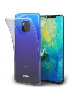 Moozy 360 Degree Case for Huawei Mate 20 Pro - Full body Front and Back Slim Clear Transparent TPU Silicone Gel Cover