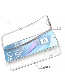 Moozy 360 Degree Case for Xiaomi Mi 10T Lite 5G - Transparent Full body Slim Cover - Hard PC Back and Soft TPU Silicone Front